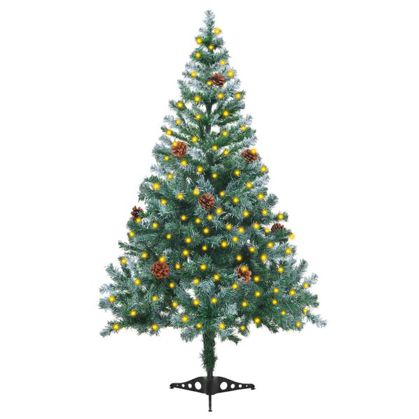 vidaXL Arbre de Noël givré pré-éclairé et pommes de pin 150 cm