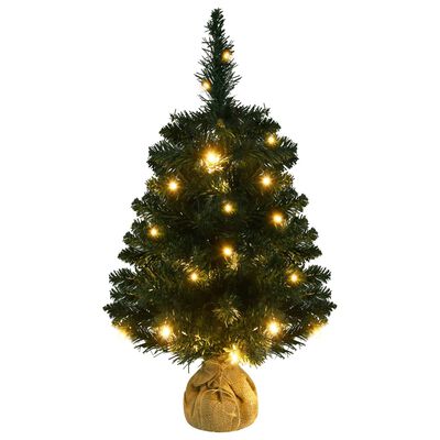 vidaXL Sapin de Noël artificiel pré-éclairé et supports vert 60 cm PVC