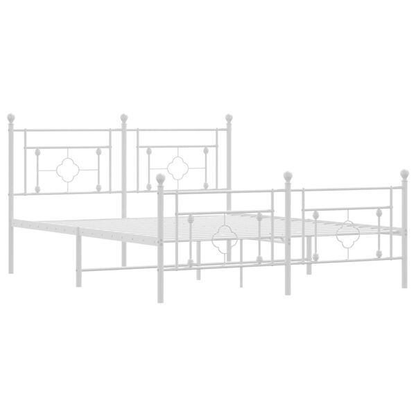 vidaXL Cadre de lit m&eacute;tal sans matelas et pied de lit blanc 150x200 cm