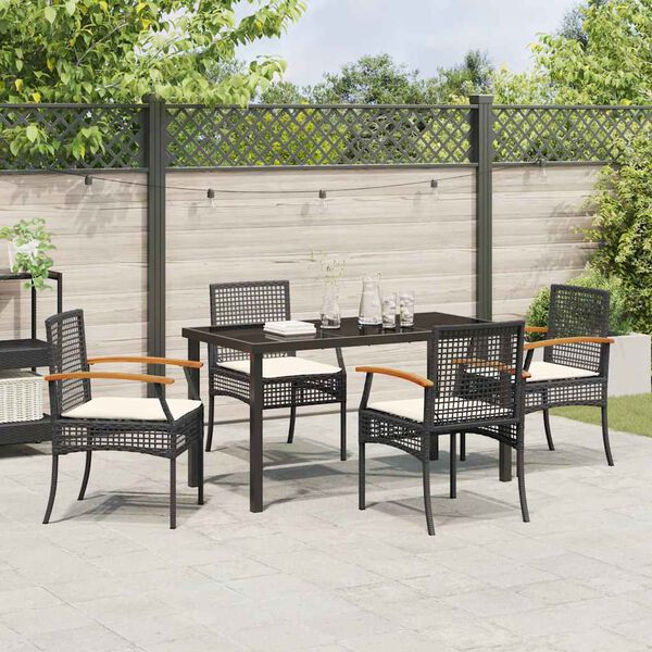 vidaXL Ensemble de salle &agrave; manger pour jardin 5 pcs Noir Rotin