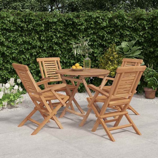 vidaXL Ensemble &agrave; manger de jardin 5 pcs Bois de teck massif