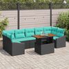 vidaXL Ensemble de canap&eacute; de jardin 8 pcs Noir Poly rotin