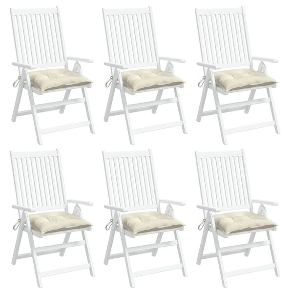 vidaXL Coussins de chaise lot de 6 blanc cr&egrave;me 40x40x7 cm tissu oxford