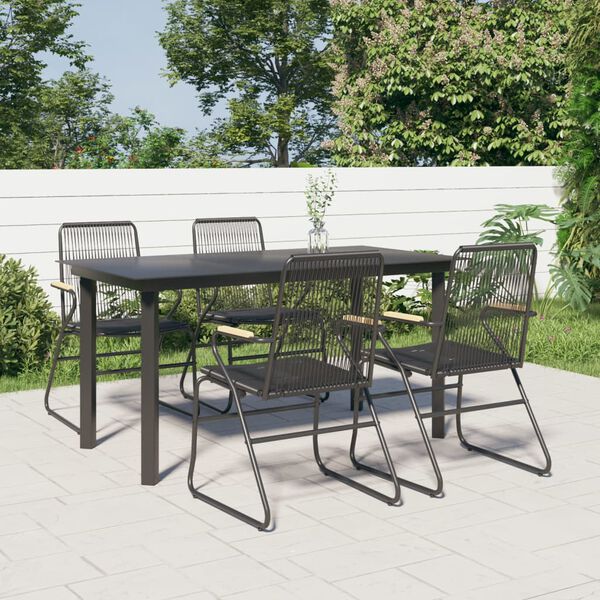 vidaXL Ensemble &agrave; manger de jardin 5 pcs Noir Rotin PVC