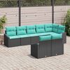 vidaXL Ensemble de canap&eacute; de jardin 9 pcs Noir et turquoise polyrotin