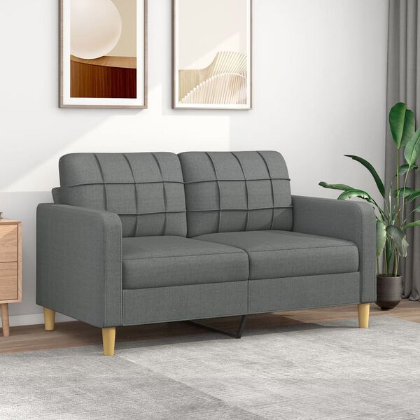vidaXL Canap&eacute; &agrave; 2 places Gris fonc&eacute; 140 cm Tissu