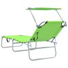 vidaXL Chaise longue pliable avec auvent acier vert pomme