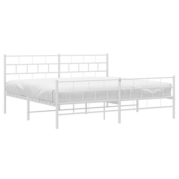 vidaXL Cadre de lit m&eacute;tal sans matelas et pied de lit blanc 183x213 cm