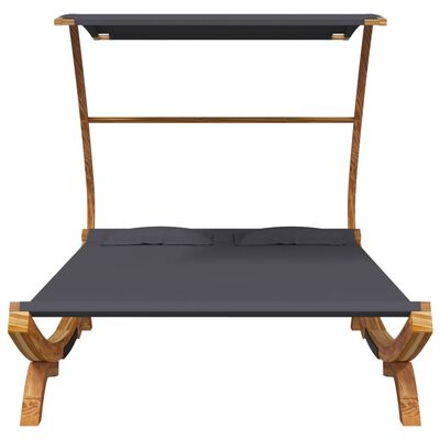 vidaXL Lit repos et auvent 165x203x138cm Bois courbé massif Anthracite