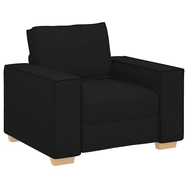 vidaXL Canap&eacute; 3 pcs Noir 220 x 80 x 84 cm Tissu en lin m&eacute;lang&eacute;