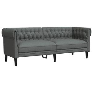 vidaXL Canap&eacute; Chesterfield 3 places gris fonc&eacute; tissu