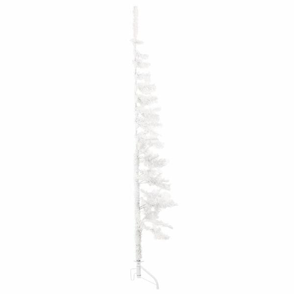 vidaXL Demi sapin de Noël artificiel mince avec support Blanc 150 cm