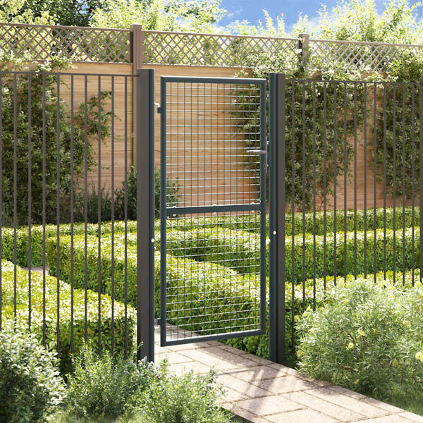 vidaXL Portail de jardin grillag&eacute; en acier galvanis&eacute; gris 100 x 175 cm
