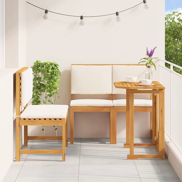 vidaXL Ensemble bistro de jardin 3 pcs Marron Bois d'Acacia Massif