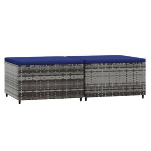 vidaXL Repose-pieds de jardin et coussins lot de 2 gris r&eacute;sine tress&eacute;e
