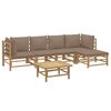 vidaXL Salon de jardin 6 pcs avec coussins taupe bambou