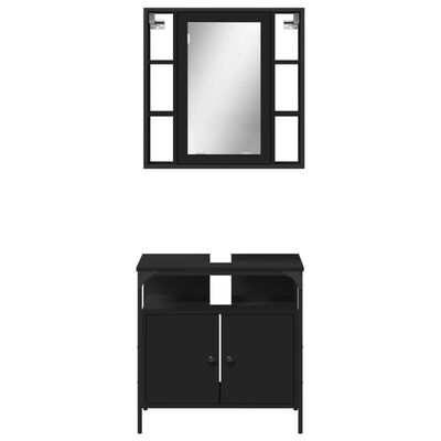 vidaXL Ensemble de meubles salle de bain 2 pcs noir bois d'ingénierie