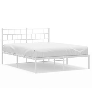 vidaXL Cadre de lit m&eacute;tal sans matelas et t&ecirc;te de lit blanc 150x200 cm