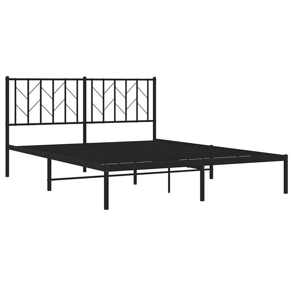 vidaXL Cadre de lit m&eacute;tal sans matelas avec t&ecirc;te de lit noir 150x200cm