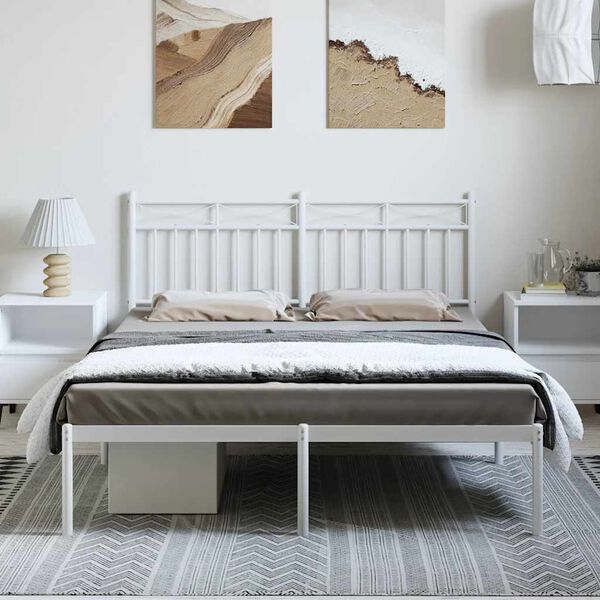 vidaXL Cadre de lit métal sans matelas et tête de lit blanc 150x200 cm