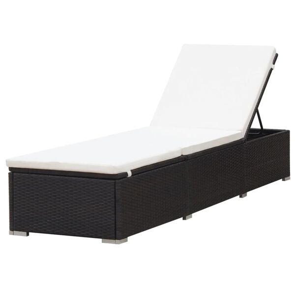 vidaXL Chaise longue avec coussin R&eacute;sine tress&eacute;e Marron