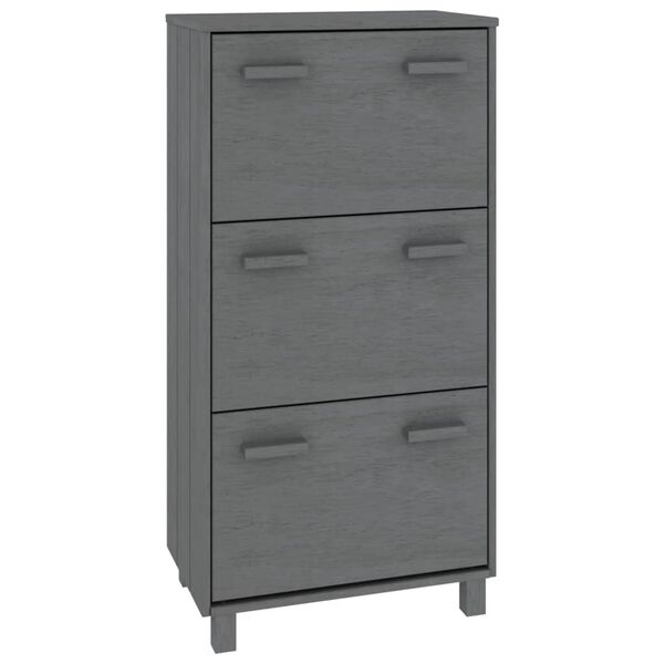vidaXL Armoire à chaussures HAMAR Gris foncé 59,5x35x117 cm Pin massif