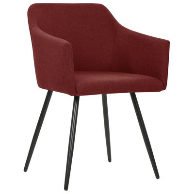 vidaXL Chaises à manger lot de 2 rouge bordeaux tissu