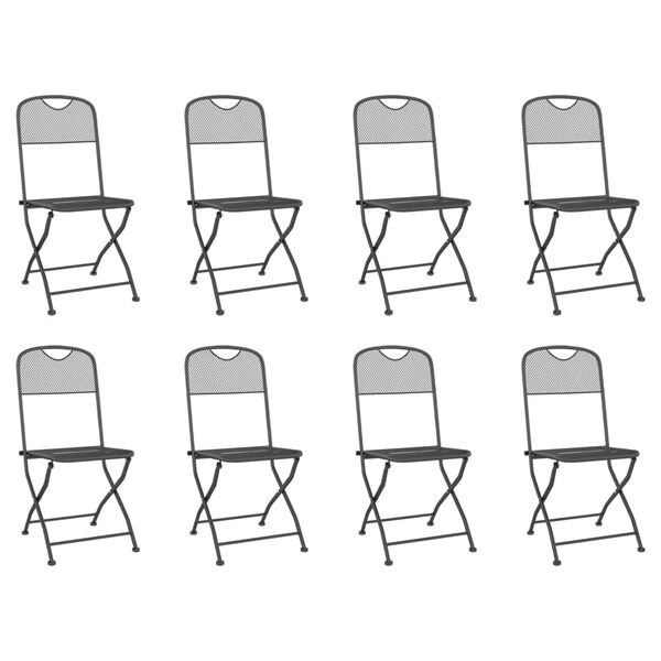 vidaXL Ensemble &agrave; manger de jardin 9 pcs anthracite m&eacute;tal maille