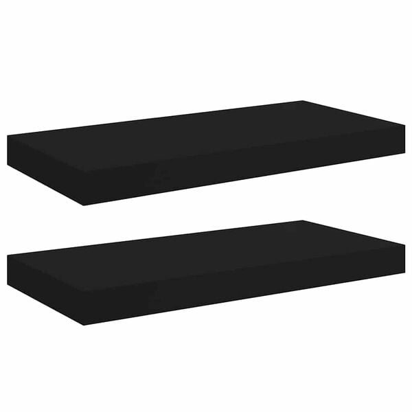 vidaXL &Eacute;tag&egrave;res murales flottantes 2 pcs noir 50x23x3,8 cm MDF