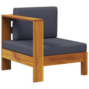 vidaXL Canap&eacute; central avec 1 accoudoir Gris fonc&eacute; Acacia solide