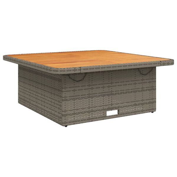 vidaXL Table de jardin gris 110x110x71 cm R&eacute;sine tress&eacute;e bois d'acacia