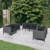 vidaXL Salon de jardin 6 pcs avec coussins R&eacute;sine tress&eacute;e Gris fonc&eacute;