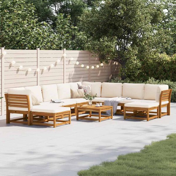 vidaXL Salon de jardin avec coussins 11 pcs bois massif d'acacia