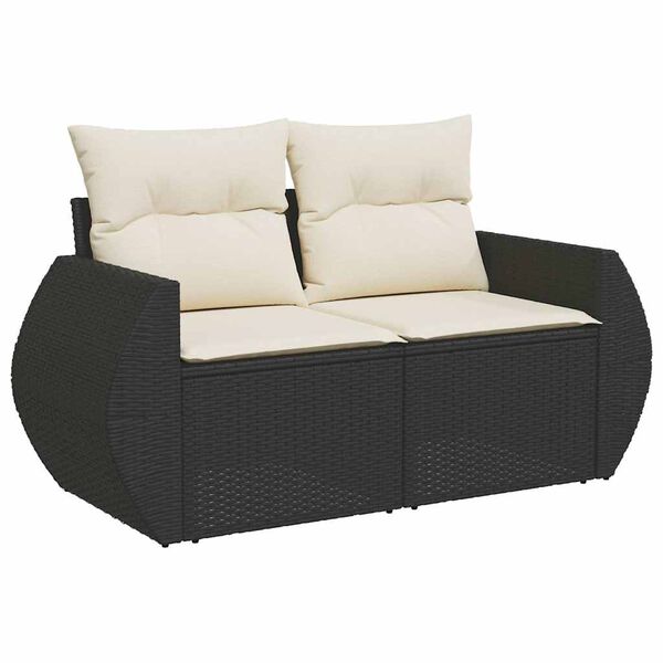 vidaXL Salon de jardin 10 pcs avec coussins noir r&eacute;sine tress&eacute;e