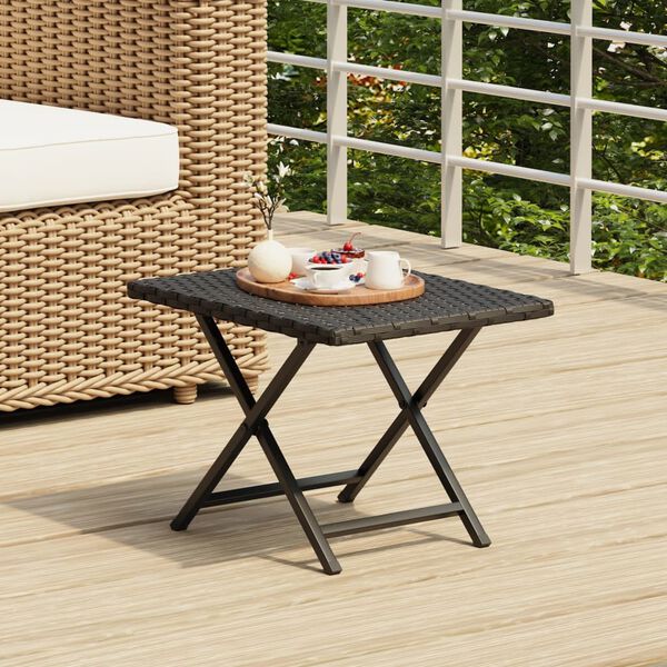 vidaXL Table pliable noir 45x35x32 cm r&eacute;sine tress&eacute;e