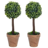 vidaXL Plantes de buis artificiel 2 pcs avec pots Boule Vert 33 cm