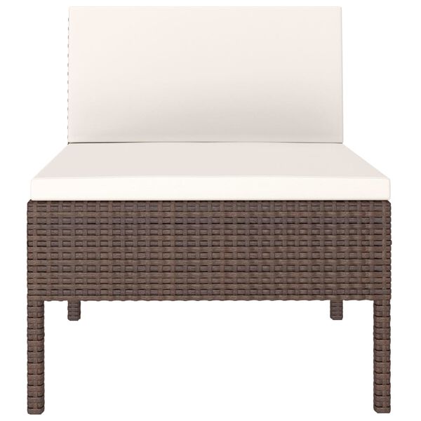 vidaXL Chaises de jardin lot de 3 avec coussins R&eacute;sine tress&eacute;e Marron