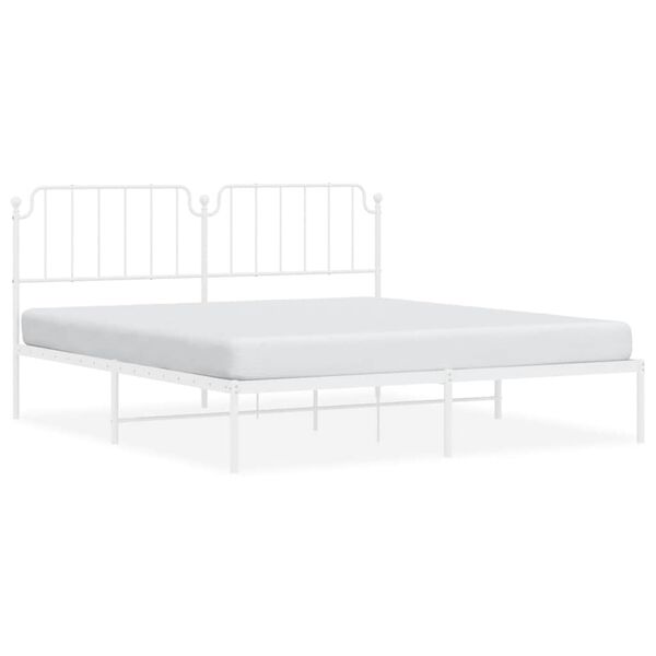 vidaXL Cadre de lit m&eacute;tal sans matelas et t&ecirc;te de lit blanc 183x213 cm
