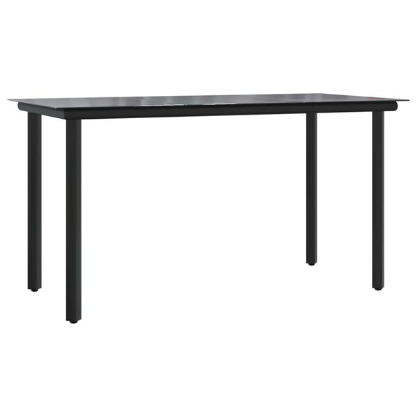 vidaXL Table à dîner de jardin Noir 200x100x74cm Acier et verre trempé