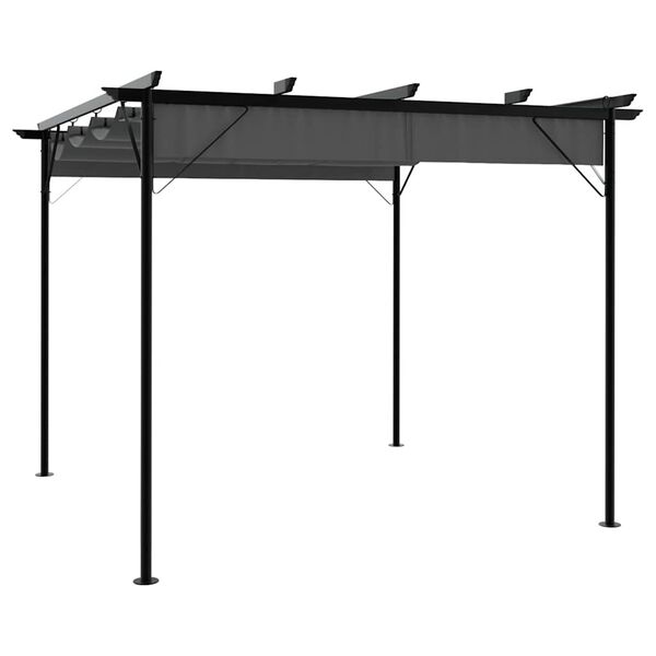 vidaXL Pergola avec toit r&eacute;tractable anthracite 3x3 m acier 180 g/m&sup2;