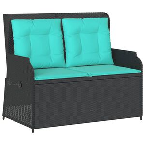 vidaXL Banc inclinable de jardin avec coussins noir résine tressée