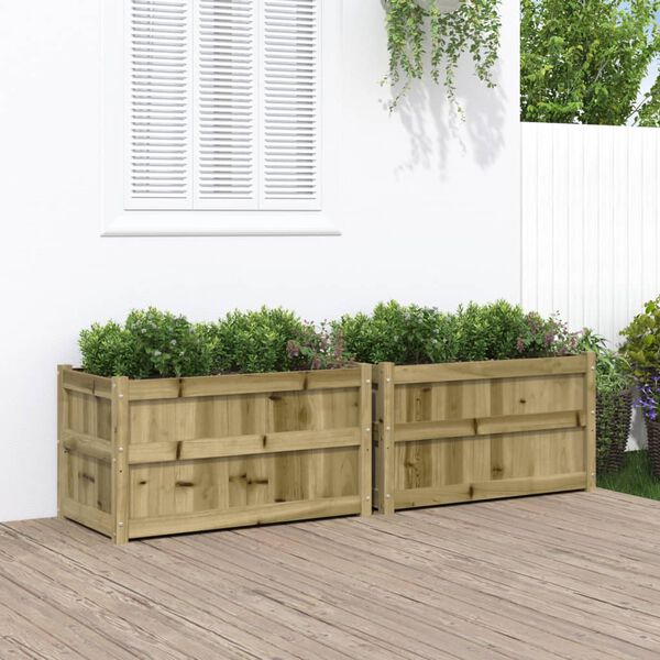 vidaXL Jardini&egrave;res 2 pcs bois de pin impr&eacute;gn&eacute;