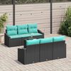 vidaXL Ensemble de Canap&eacute;s 7 pcs Noir et turquoise polyrotin