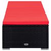 vidaXL Chaise longue avec coussin et table &agrave; th&eacute; R&eacute;sine tress&eacute;e Rouge