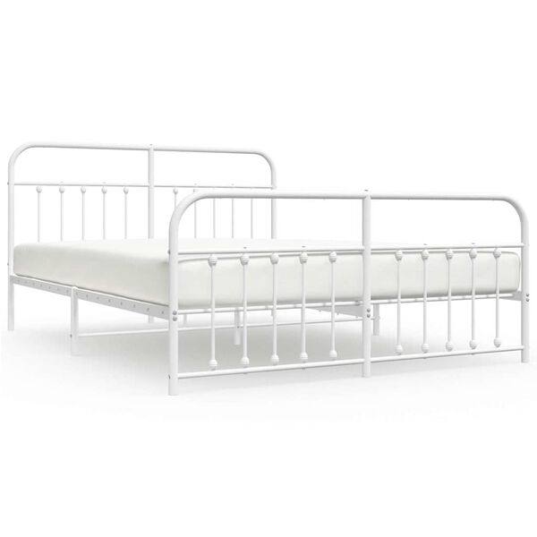 vidaXL Cadre de lit m&eacute;tal sans matelas et pied de lit blanc 183x213 cm