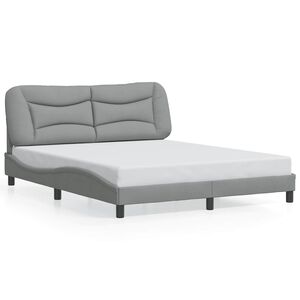 vidaXL Cadre de lit sans matelas Hvar gris clair 152x203 cm tissu
