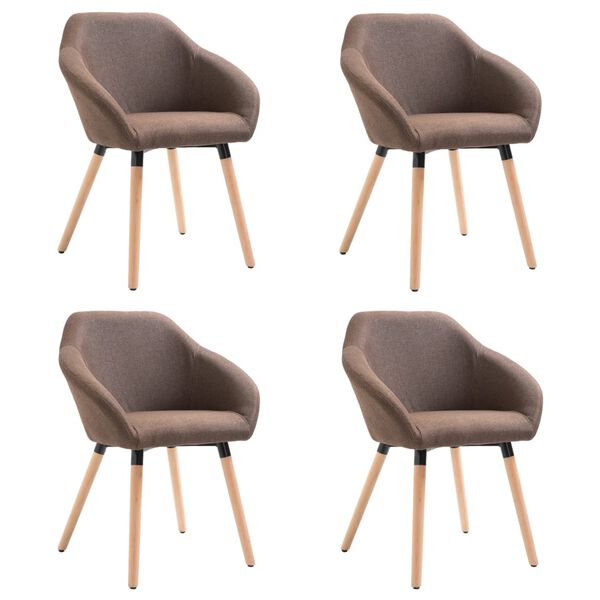 vidaXL Chaises &agrave; manger lot de 4 marron tissu