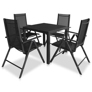 vidaXL Ensemble à manger d'extérieur 5 pcs Aluminium et WPC Noir