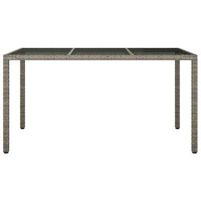 vidaXL Table de jardin 150x90x75 cm Verre trempé et poly rotin Gris