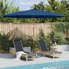 vidaXL Parasol d'ext&eacute;rieur avec m&acirc;t en bois 350 cm Bleu